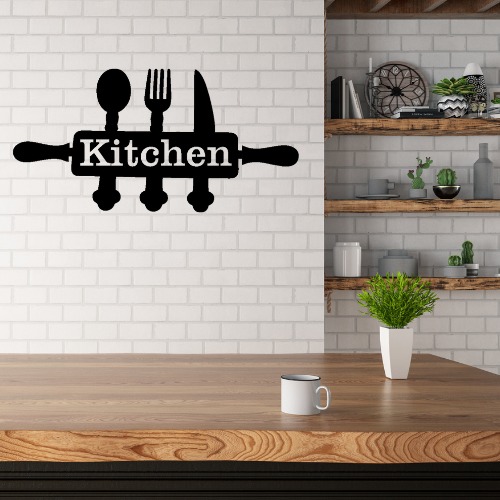 Stylish Kitchen Wall Decor Sign Modern Utensil Design Wall Art for Dining & Cooking Space (5x12 inches)