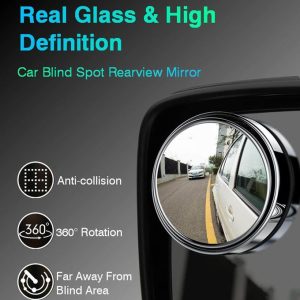 2pcs Round Blind Spot Mirrors  Wide-Angle Lens for Enhanced Rear and Side View Visibility  Convex Mirror for Cars, SUVs, and Trucks  Universal Fit Safety Accessory - Glass Material