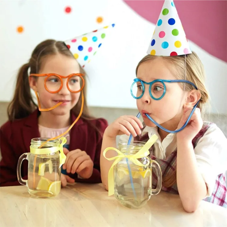 Funny Silly Straw Glasses for Kids and Adults - Creative Flexible Drinking Straw Eyeglasses Fun Party Accessory (Random Color) - Image 4