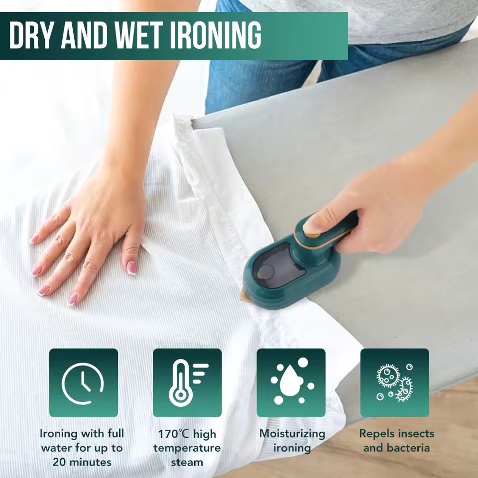 Mini 180° Rotatable Handheld Steam Iron Foldable Travel Garment Steamer for Quick & Professional Wrinkle Removal - Image 3