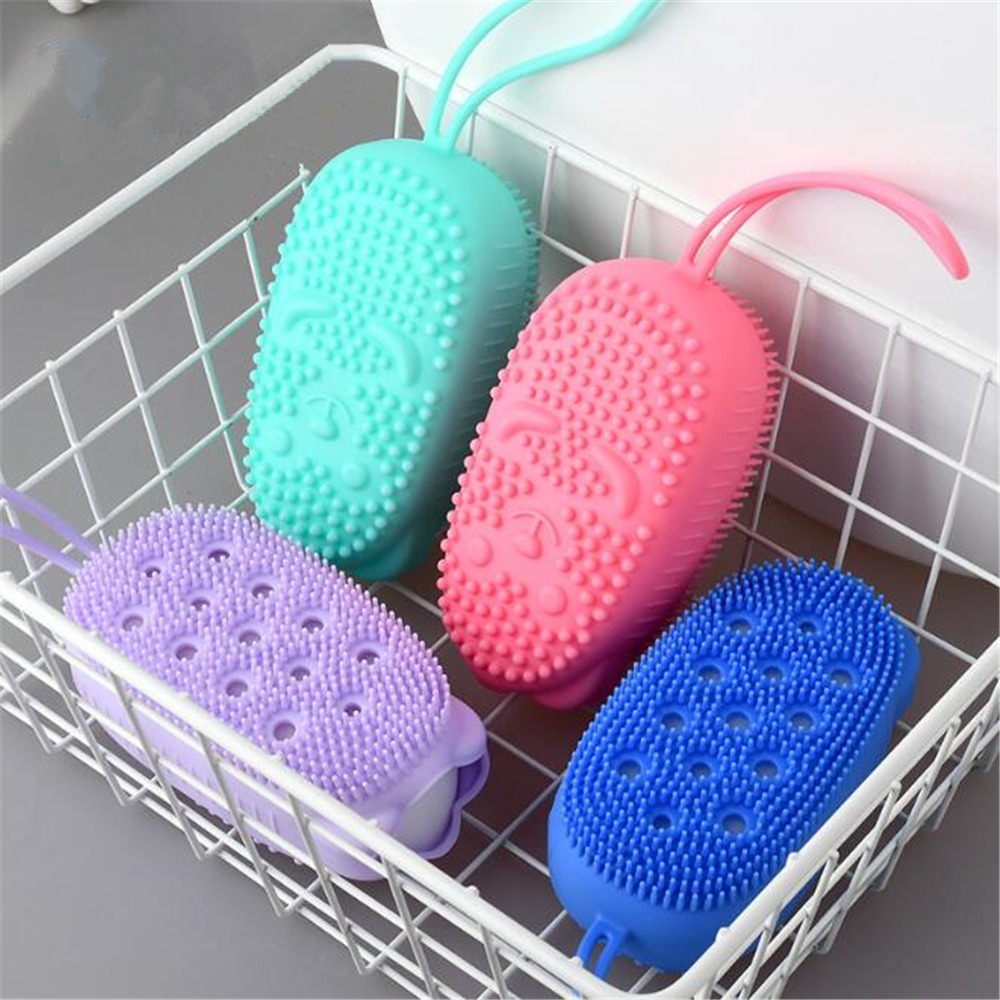 Silicone Body Scrubber Bath Sponge Soft Exfoliating Shower Brush for Men & Women (Random Color)