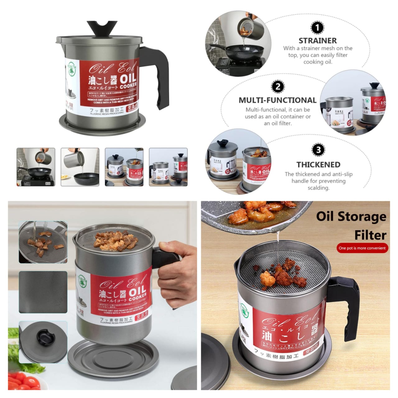 (1.4 L) - Oil Storage and Filtration Stainless Steel with Lid - Image 4