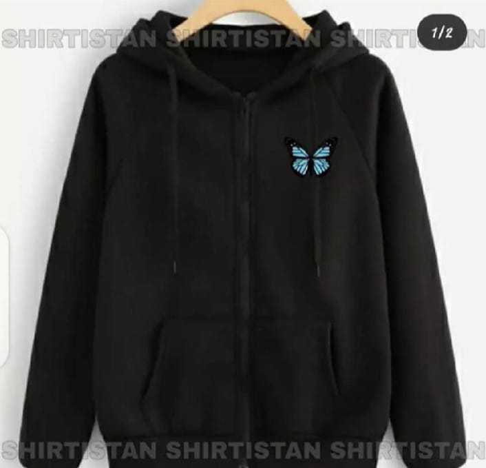 Classy Stylish Zipper Print Kangaroo Hoodie for Women & Girls | Drawstring Long Sleeve Winter Pullover - Image 3