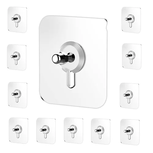 Transparent Self-Adhesive Wall Hooks Sticker Strong Hold, No Drill, Damage-Free Hanging - Pack of 10 - Image 3