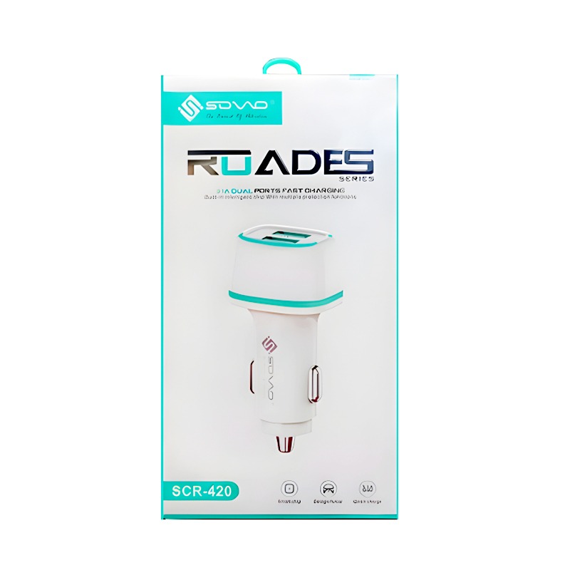 SOVO SCR-420 ROADES 3.1A Dual USB Fast Car Charger Intelligent Chip Car Adapter with Multi Device Support