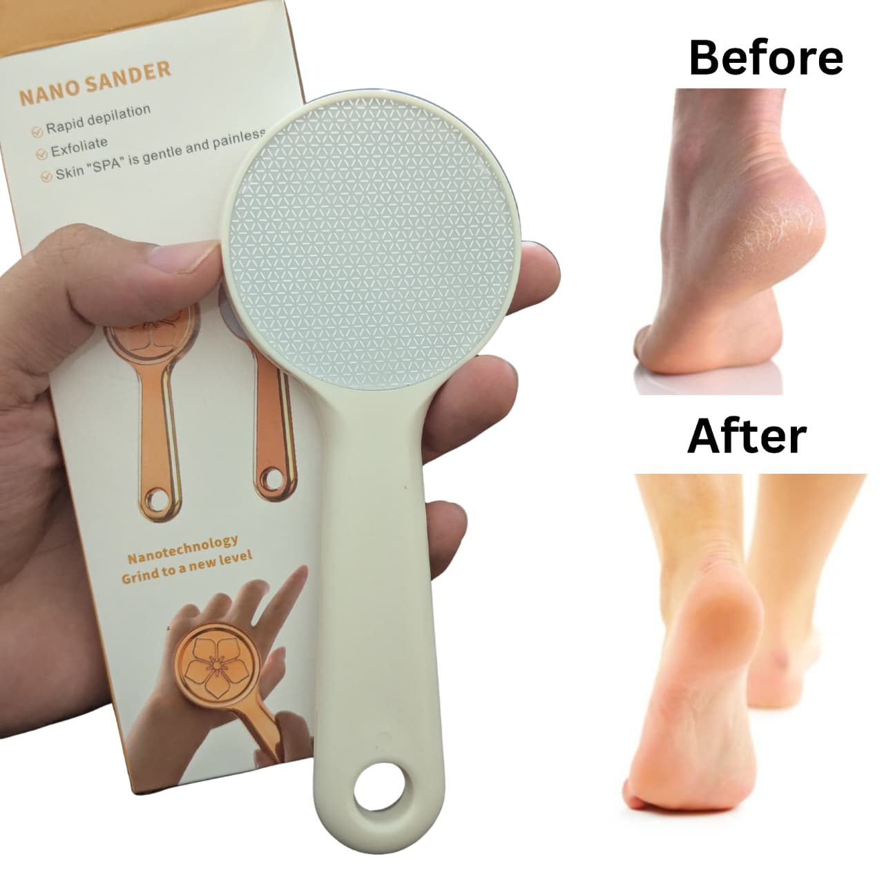 Nano Glass Foot File Scrubber With A Handle Providing Smooth Care Everyday Foot Care Support (Random Color) - Image 3