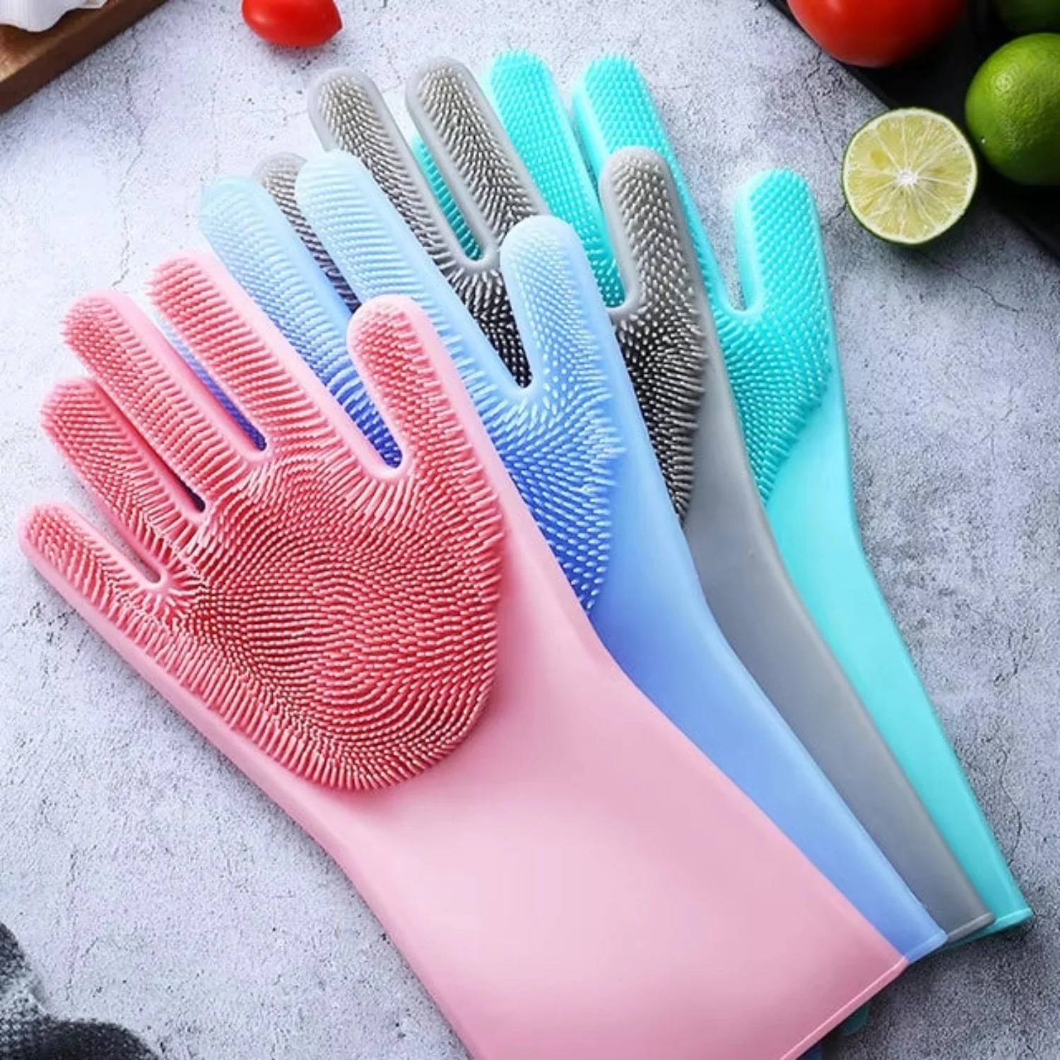 1 Pair Silicone Dishwashing Gloves Durable Quality Comfortable Grip Reliable Performance Easy Cleaning (Random Color) - Image 3