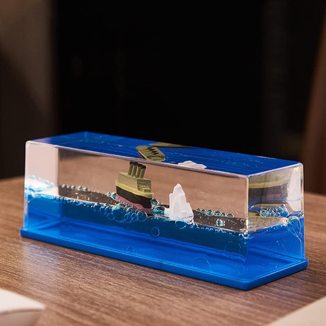 Titanic Unsinkable Fluid Drift Bottle Acrylic Cruise Ship Decor with Iceberg Scene - Image 4