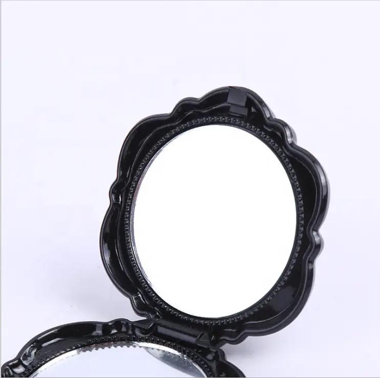 Beautiful Rose Shaped wooden colours Personalized Vintage Pocket Portable Small Size Plastic Makeup Cosmetic Mirror (pack of 2 ) - Image 3