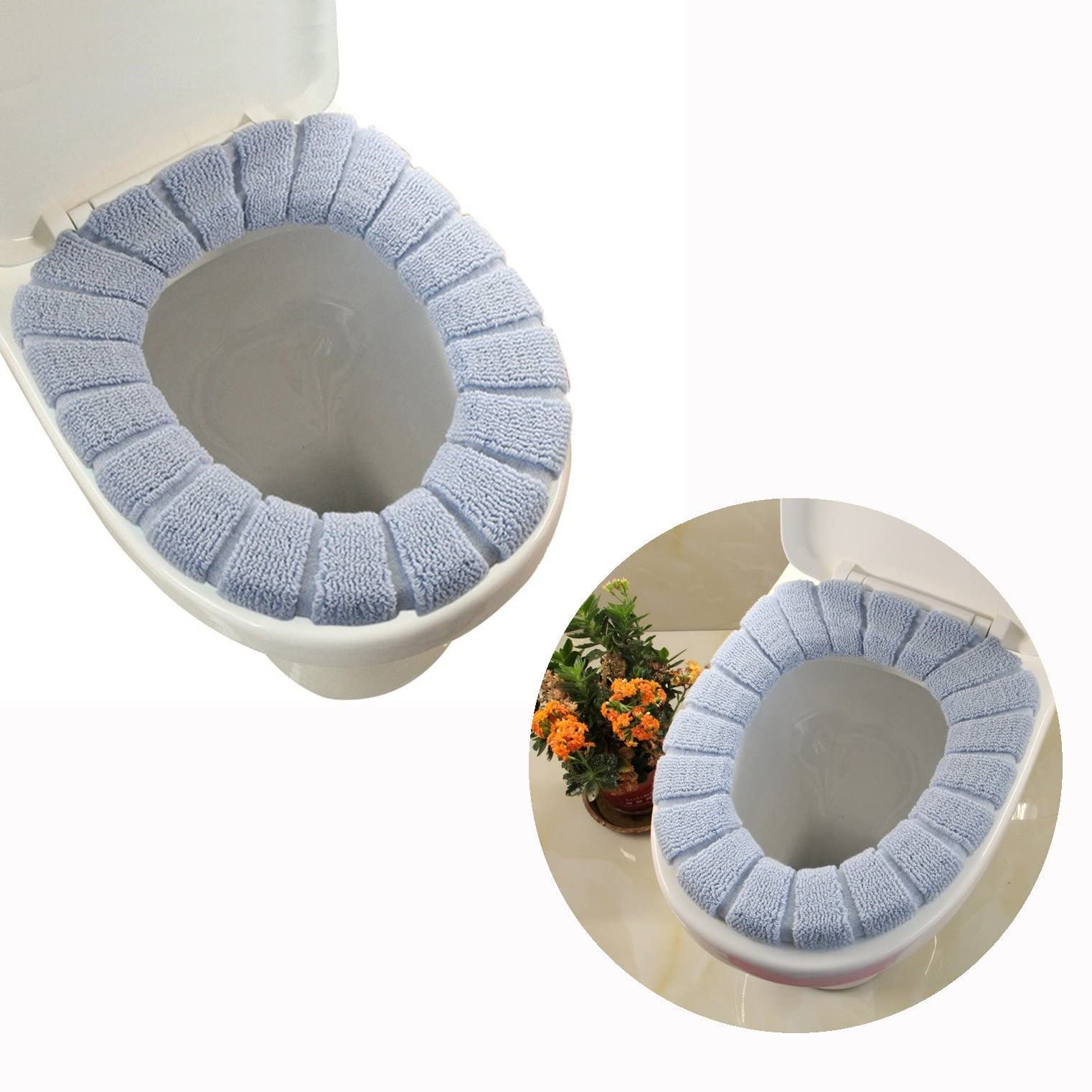 Warm Washable Soft Coral Velvet Toilet Seat Cover | Random Colour - Image 2