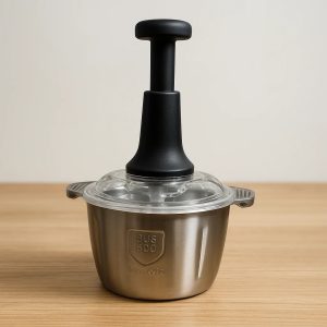 Assorted Stainless Steel Manual Food Chopper 2L Multi Purpose Vegetable Fruit And Nut Cutter With Hand Push Blades