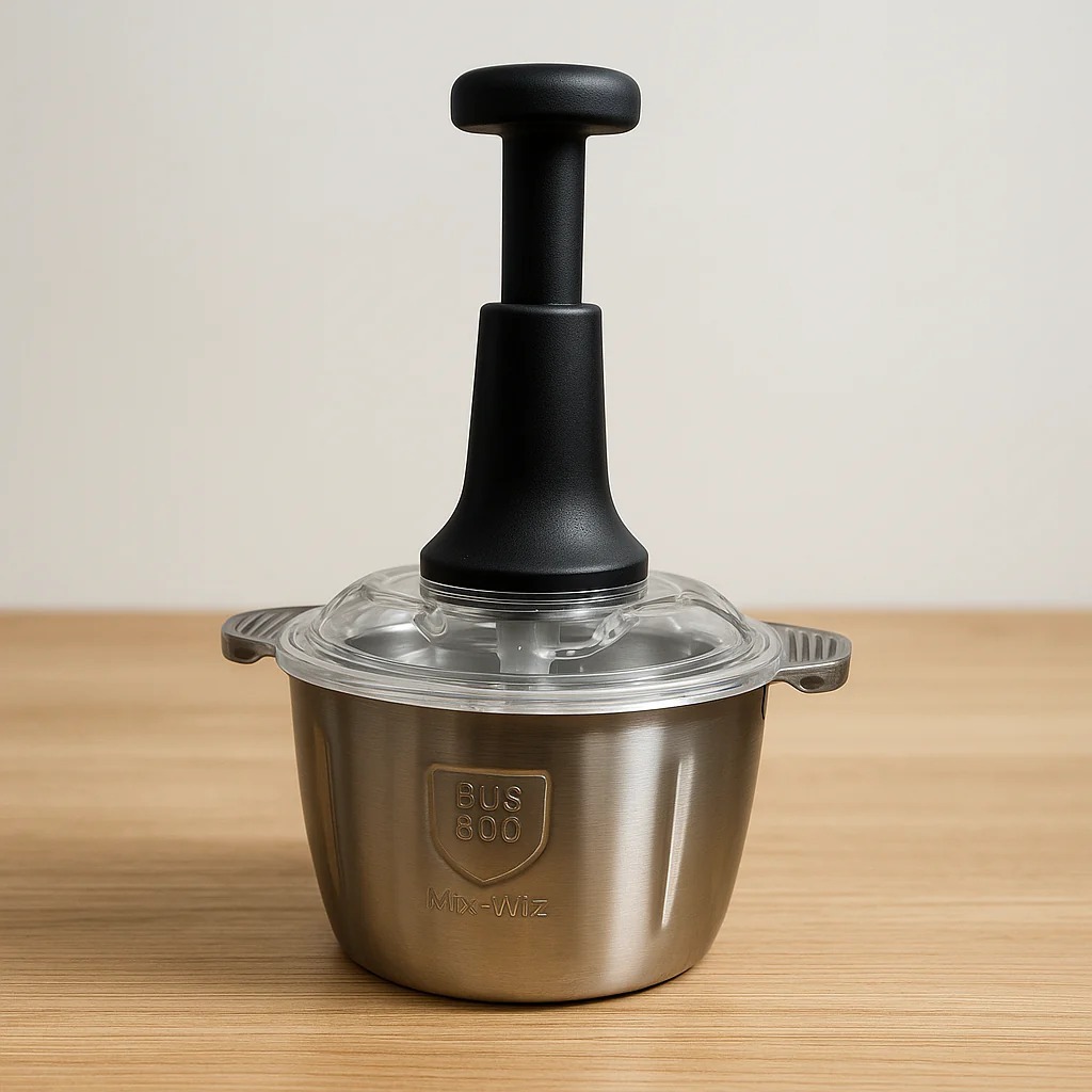 Assorted Stainless Steel Manual Food Chopper 2L Multi Purpose Vegetable Fruit And Nut Cutter With Hand Push Blades