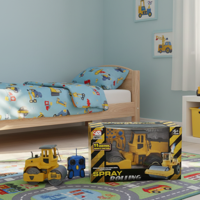 Construction Machine Roller Remote Control Toy with Spray Effect, Heavy Duty RC Vehicle for Kids & Adults - Image 3