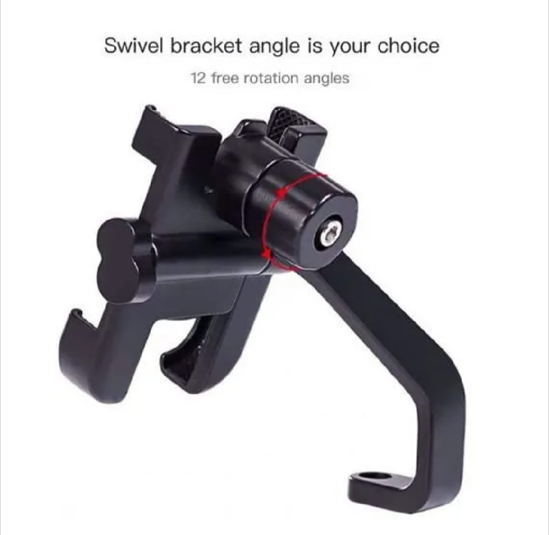 C2 Universal Aluminum Motorcycle Phone Holder 360° Adjustable Handlebar Mount Stand for Secure Mobile Grip
