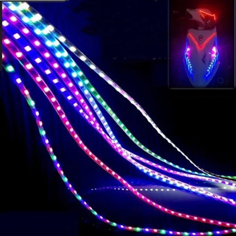 Premium Multi Color RGB LED Chain Cover Light For Motorcycles Waterproof Flexible Strip Light 45CM - Image 3