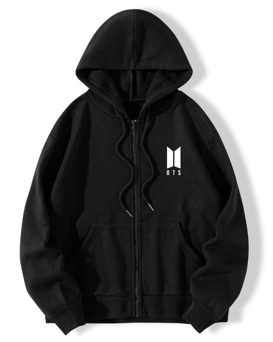 Classy Stylish Zipper Print Kangaroo Hoodie for Women & Girls | Drawstring Long Sleeve Winter Pullover - Image 2