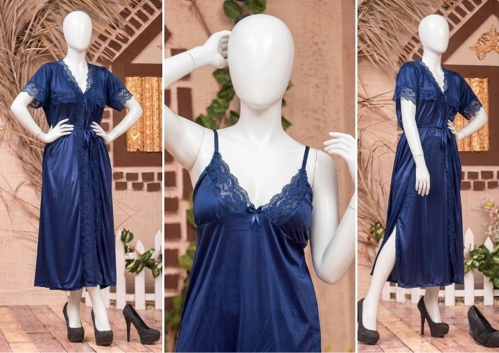 2 PCs Silk Splendor Satin Nightwear Set Elegant & Comfortable Sleepwear SKU R-003 Free Size - Image 5