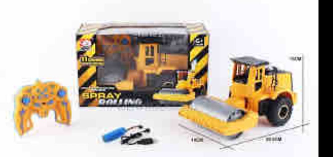 Construction Machine Roller Remote Control Toy with Spray Effect, Heavy Duty RC Vehicle for Kids & Adults