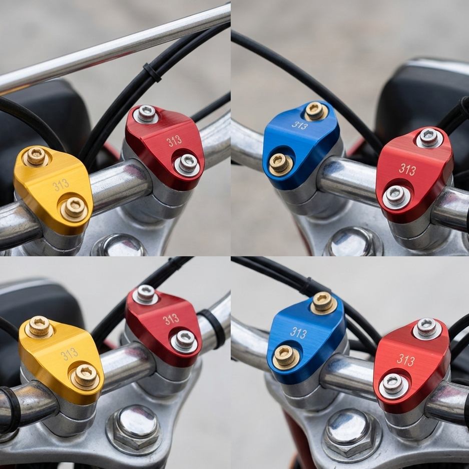 2 Pcs CNC Aluminium Fancy Handle Bar Adjuster Gutka for CD 70 & CG 125 Stylish & Durable - Image 2