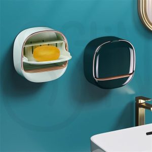 Wall Mounted Soap Holder with Drain Tray Waterproof Stylish Soap Dish for Kitchen & Bathroom (Random Color)