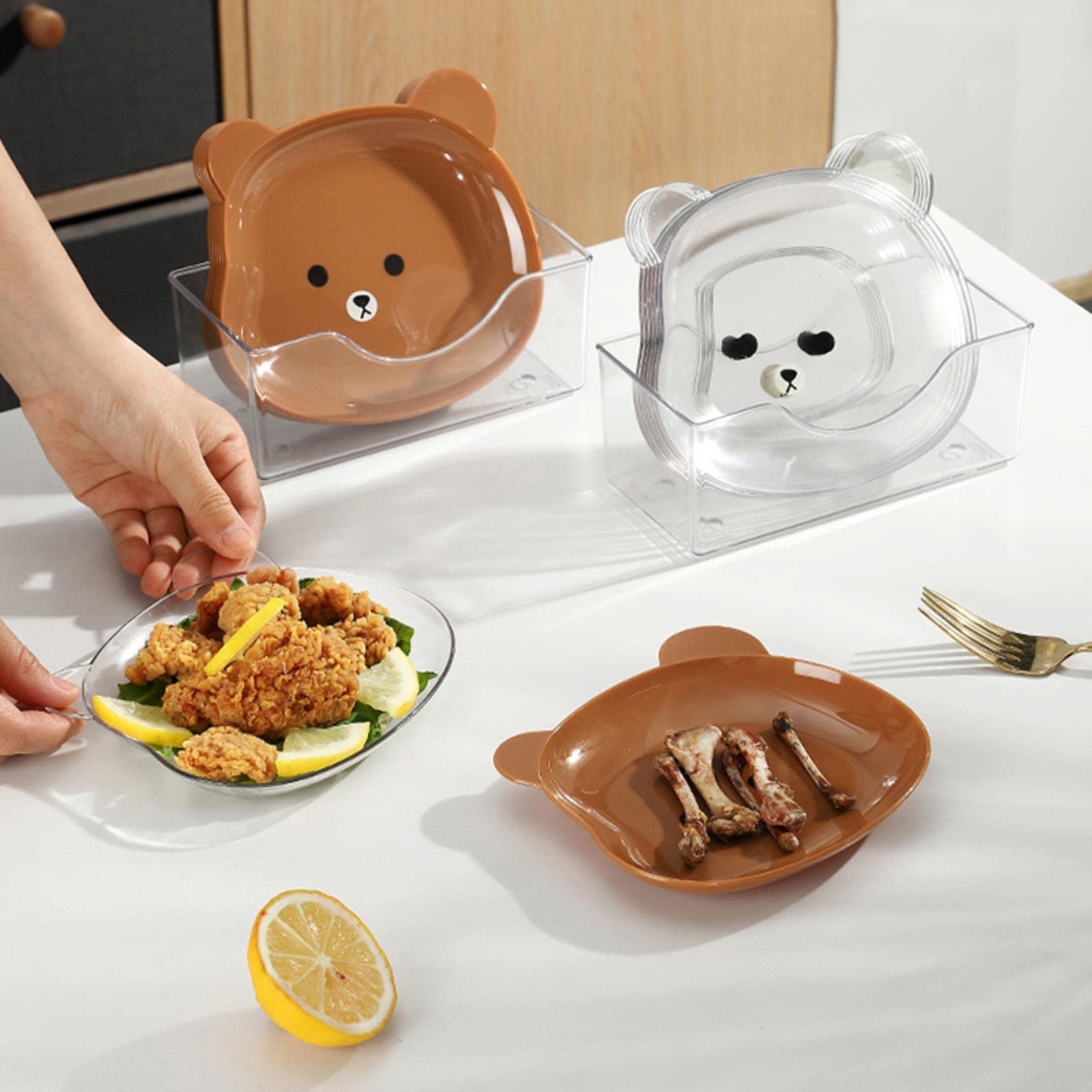 8 Plates With Stand Bear Design Durable Quality Stylish Look Reliable Utility Perfect Choice For Daily Use (Random Color) - Image 3