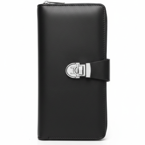 Premium Leather Travel Organizer Wallet with Metal Lock Closure
