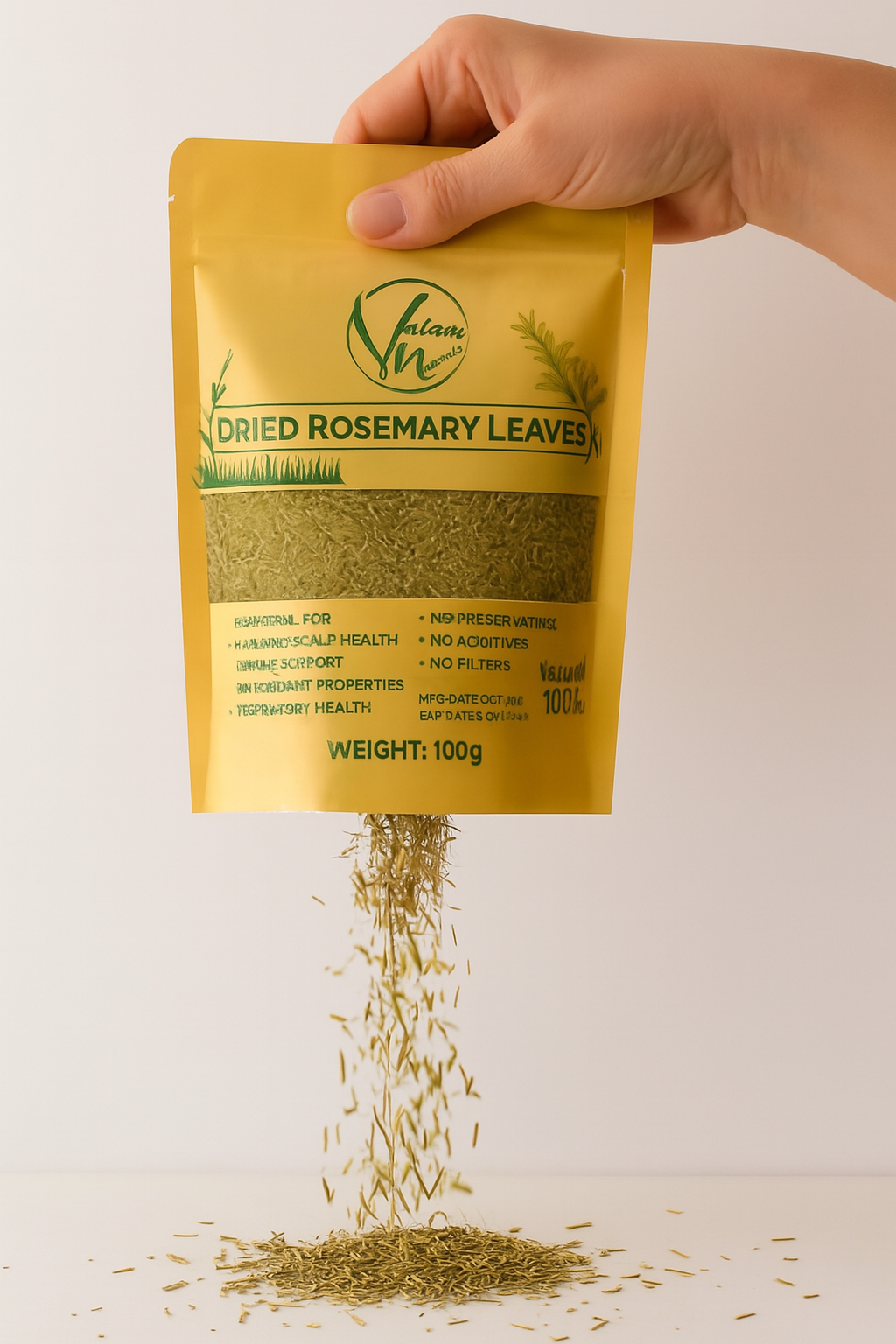 Valam Naturals Dried Rosemary Leaves 100g 100% Natural, Preservative-Free Herb for Cooking, Hair & Scalp Care, and Immune Support - Image 3