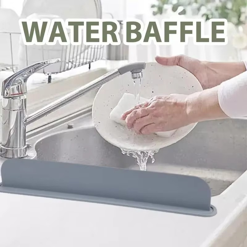 Reusable Silicone Sink Splash Guard 14 Inch Splashproof Countertop Water Barrier With suction (Random Color) - Image 3
