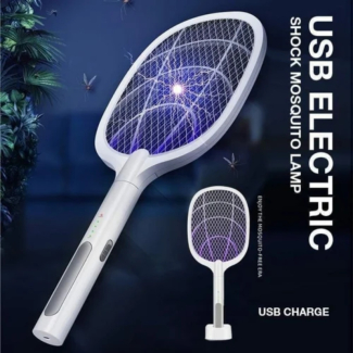 USB Rechargeable Mosquito Racket With Stand Electric Insect Killer Bat For Indoor And Outdoor Use | Insects Killer | Mosquito Killer Racket (Random Color) - Image 4