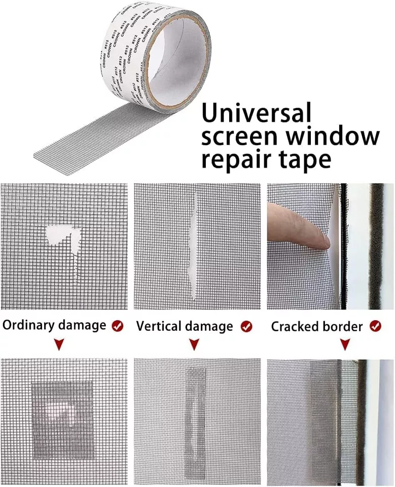 Mesh Window Screen Repair Tape 2 Meter Durable Self-Adhesive Patch for Quick Screen Fixes