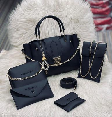 Maroon Leather 5-Piece Handbag Set for Girls | Premium PU Leather Handbag, Shoulder Bag, Wallet & Accessories Set for Daily Use - Image 4