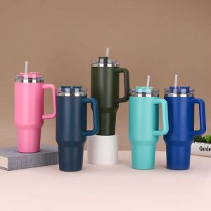 Premium Simple Tumbler 40oz  Elegant Stainless Steel Hot & Cold Cup (Random Color)