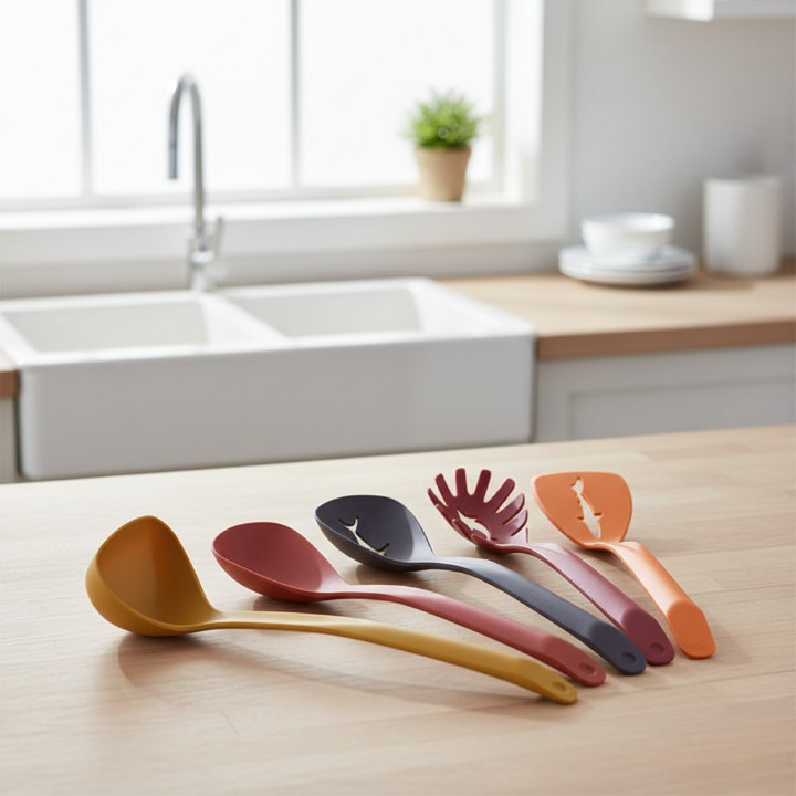 5 In 1 Spoon Set Durable Quality Stylish Design Easy To Use Perfect Choice For Kitchen (Plastic) - Image 2