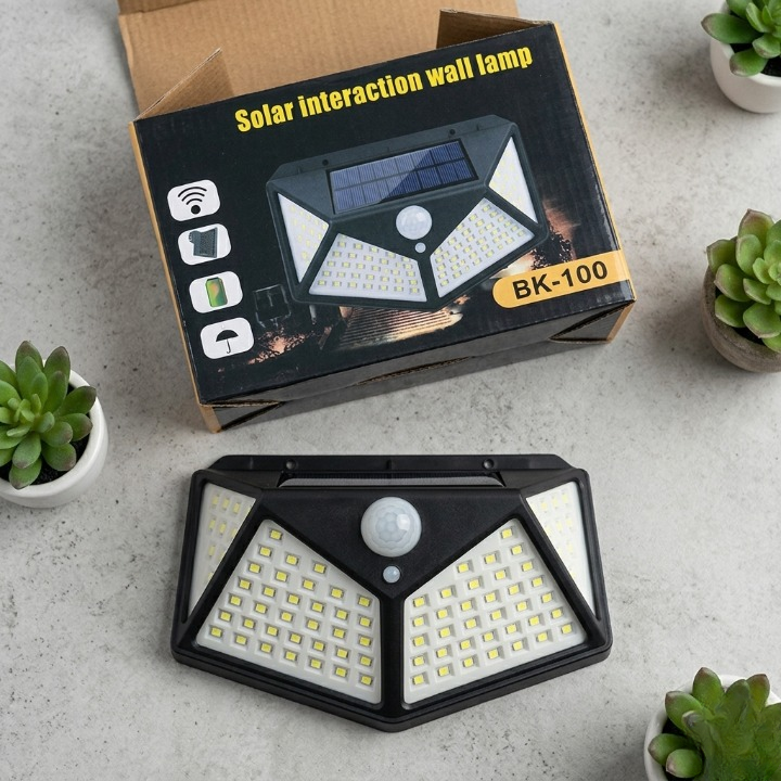 100 LED Solar Power Sensor Wall Light IP65 Waterproof Outdoor Security Motion Sensor Lamp with 3 Lighting Modes - Image 2