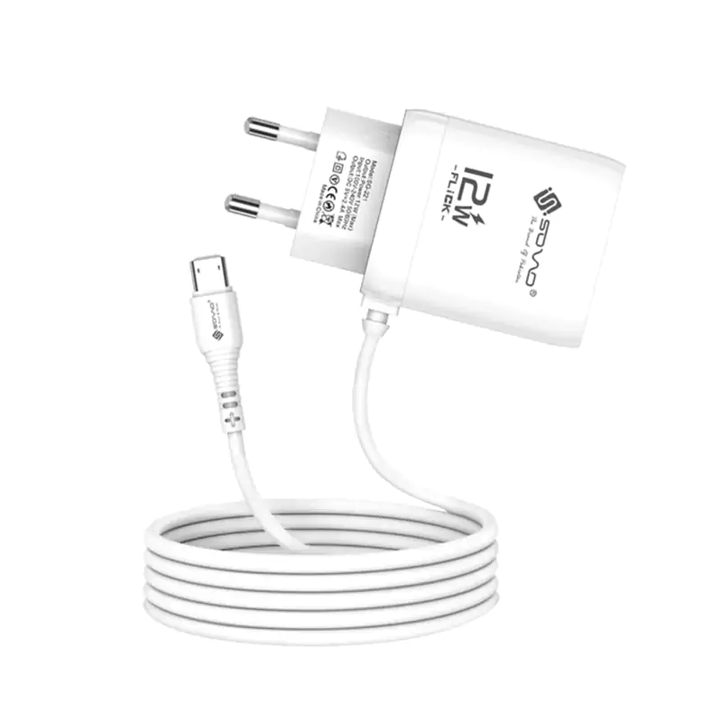 SOVO Flick Series SG-221 12W Fast Charger with Micro & Type-C USB Cable 2.4A Auto ID Adaptive Charging