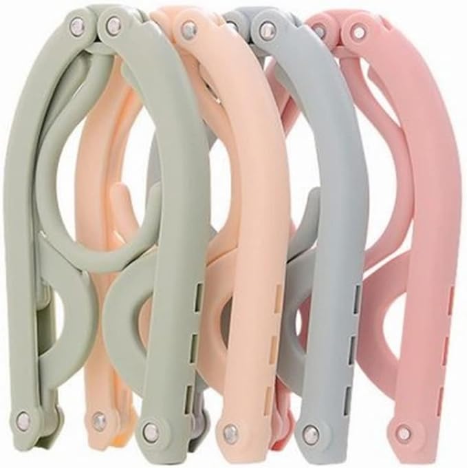 Portable Folding Clothes Hangers with Slots Pack of 10 Durable Travel-Friendly Hangers. ( Random Colour ) - Image 2
