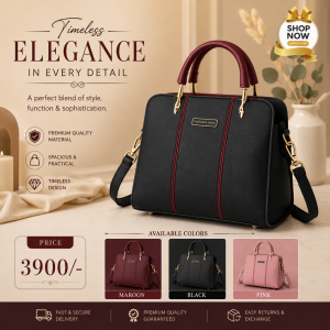 Leather Handbag with Belt for Women – Premium Shoulder & Top Handle Purse for Office, Shopping & Everyday Use