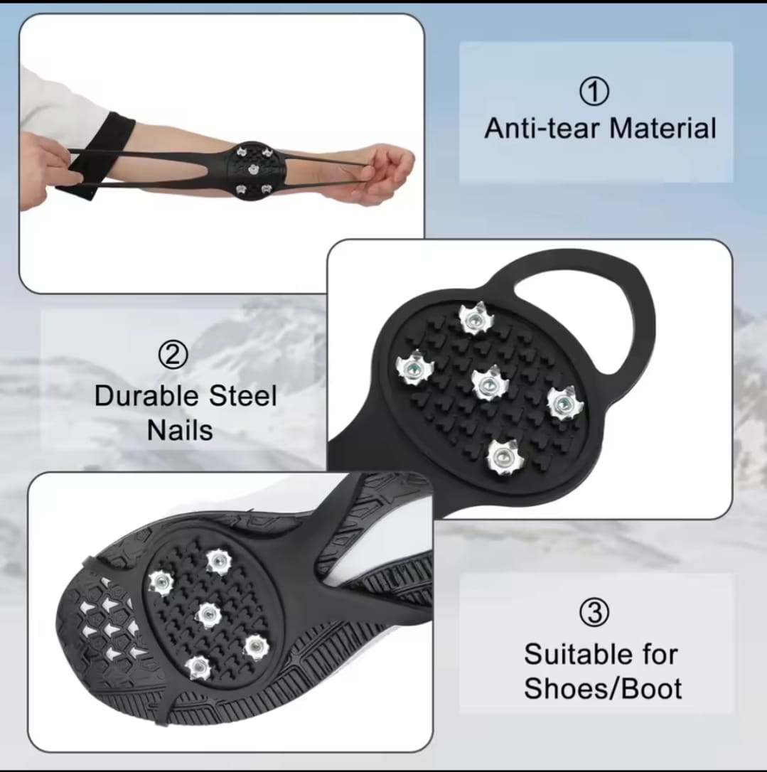 5 Studs Anti Skid Ice Snow Camping Walking Shoes Winter Safety Boots Universal Professional Climbing Crampons - 1 Pair - Image 2