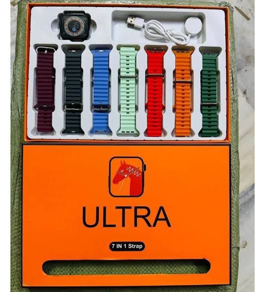 Ultra Smart Watch Bundle with 7-in-1 Interchangeable Straps, Fitness Tracker, Bluetooth Call, Heart Rate Monitor, & Wireless Charging Case - Image 4