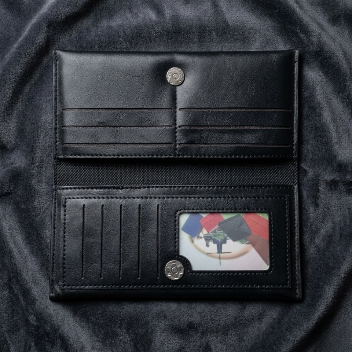 Premium Genuine Black Leather Long Wallet Elegant Bi-Fold Business Clutch & Travel Organizer for Men - Image 3