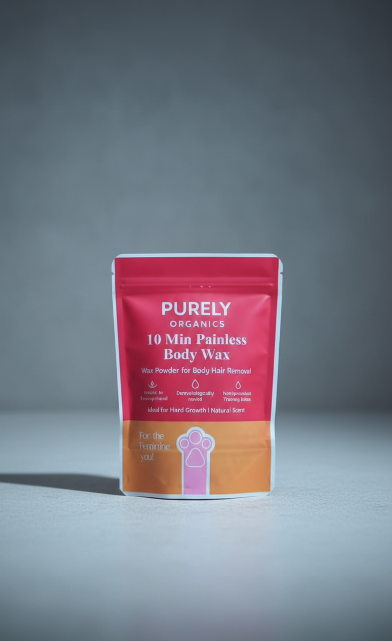 Purely Organics 10 Min Painless Body Wax Powder Natural Hair Removal for Sensitive Skin (157g)