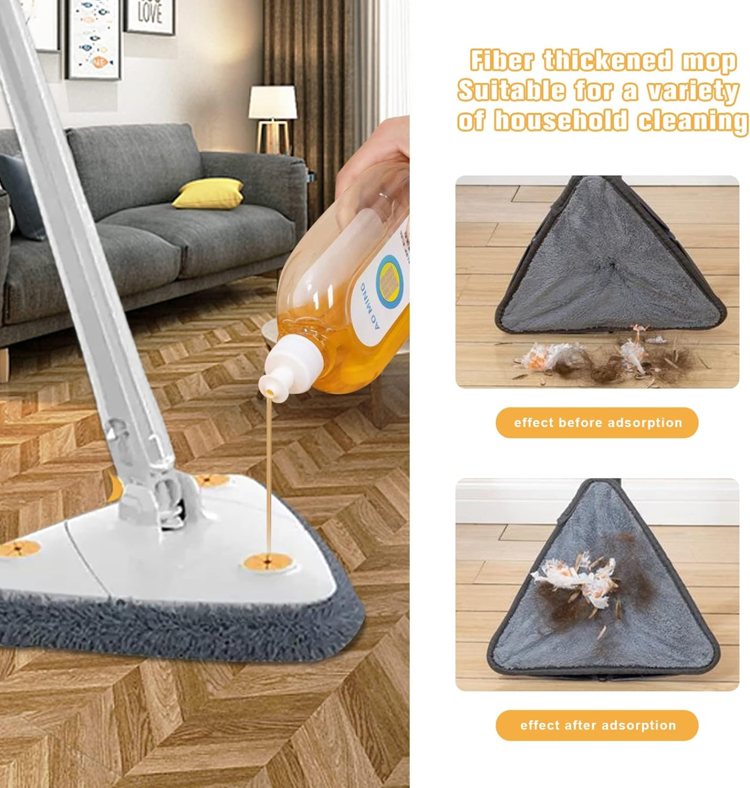 Royal's Triangle Shaped Microfiber Mop Self-Wringing Floor Dust Mop - Image 2
