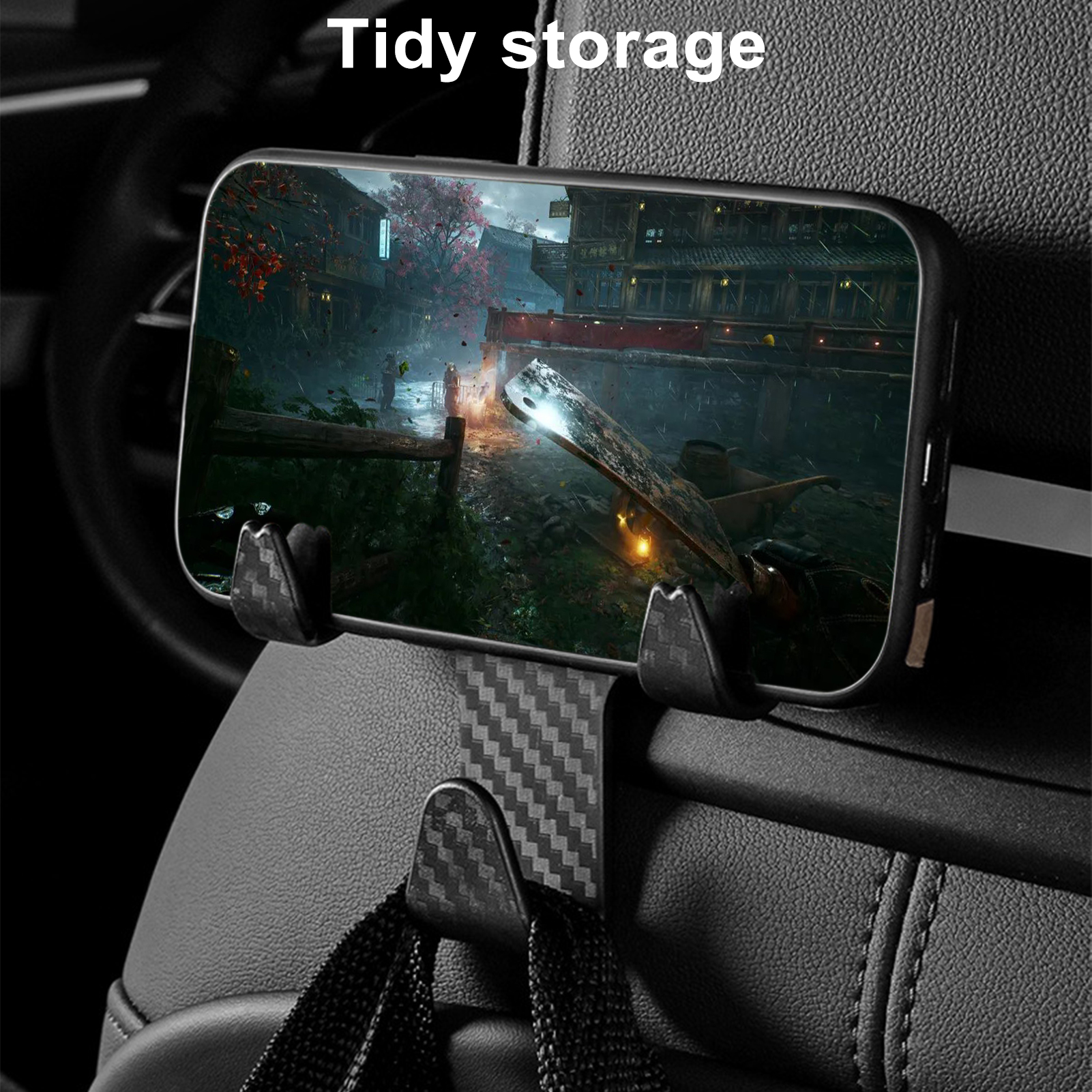 Universal Car Seat Back Hook Headrest Hanger Bag Clothes Hanging Storage Hooks With Phone Holder Duarable Hook Auto Interior Accessories - Image 4