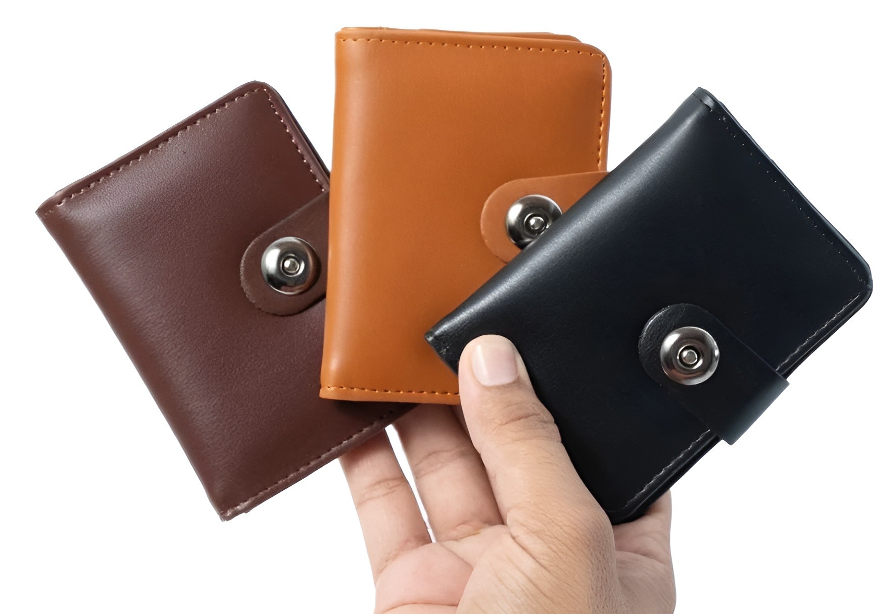 Mens Premium Card Holder Wallet | Magnetic Button Small Wallet | 6 Card Slots & Cash Pocket - Image 2
