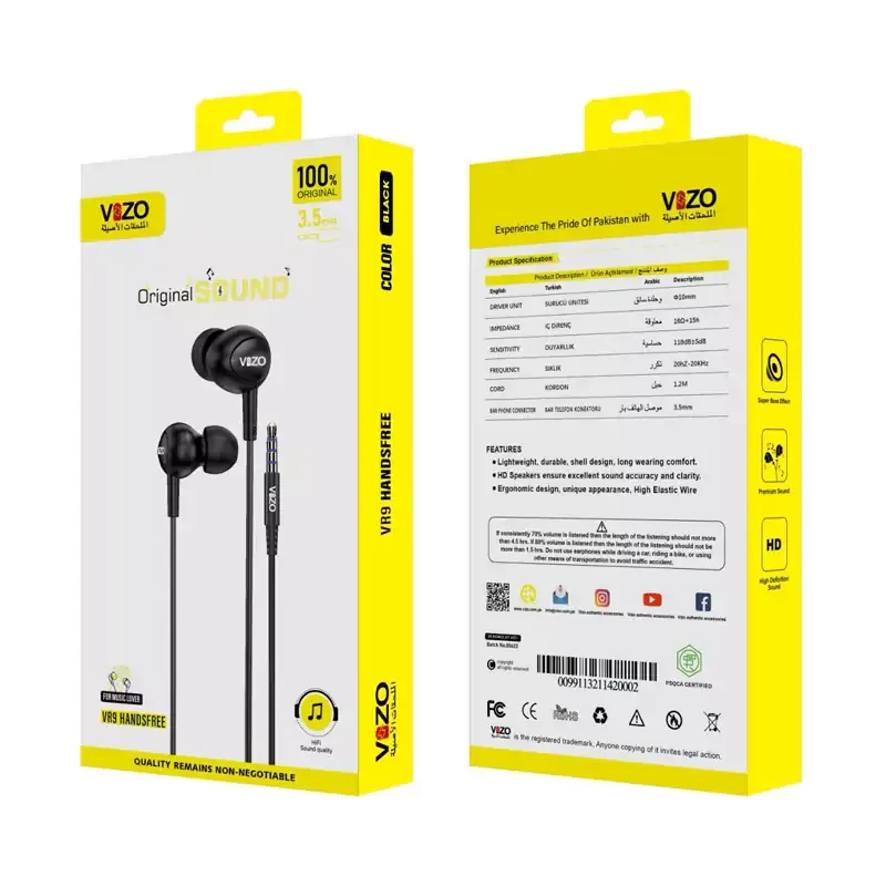 VR9 Micro Premium Wired Earphones with Dual IC Mic | Best Quality Hands-Free | Headphone | Hands-Free For Mobile Phone | Android Vr9 Micro Hands-Free - Image 3