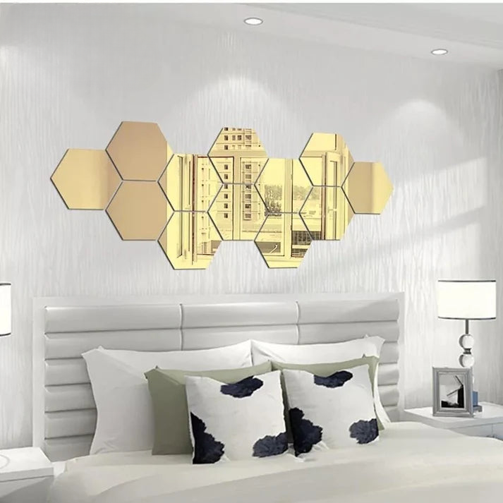 (pack of 12) 3d acrylic Hexagon Simple Mirror-Surface Geometric DIY Art Mural for Home Decoration Wall - Image 3
