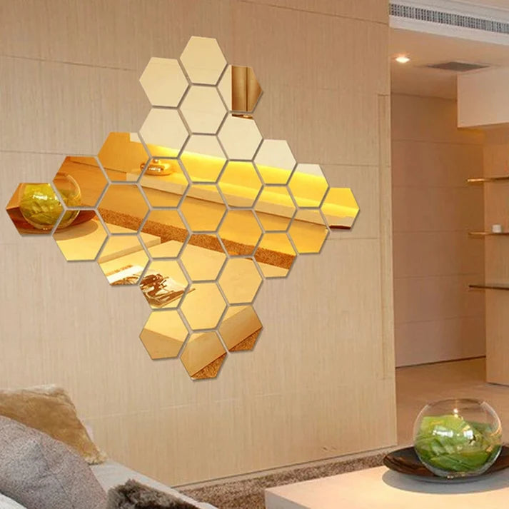 (pack of 12) 3d acrylic Hexagon Simple Mirror-Surface Geometric DIY Art Mural for Home Decoration Wall - Image 4