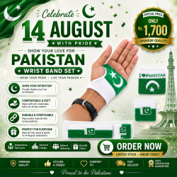 14 August Pakistan Flag Wrist Band | Independence Day Green & White Patriotic Wristband