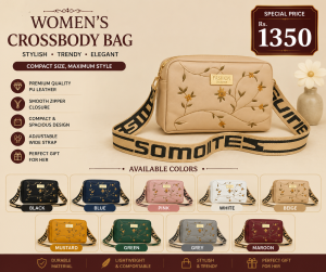 Women's Leather Handbag with Floral Embroidery & Adjustable Strap | Premium Shoulder Bag for Office, Shopping & Daily Use
