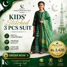 Girls Premium Lawn Embroidered Suit with Dupatta | 3Pcs
